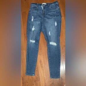 Bluenotes Trendy Stylish Plus-Size High Rised Ripped Dark Blue Jeans 👖